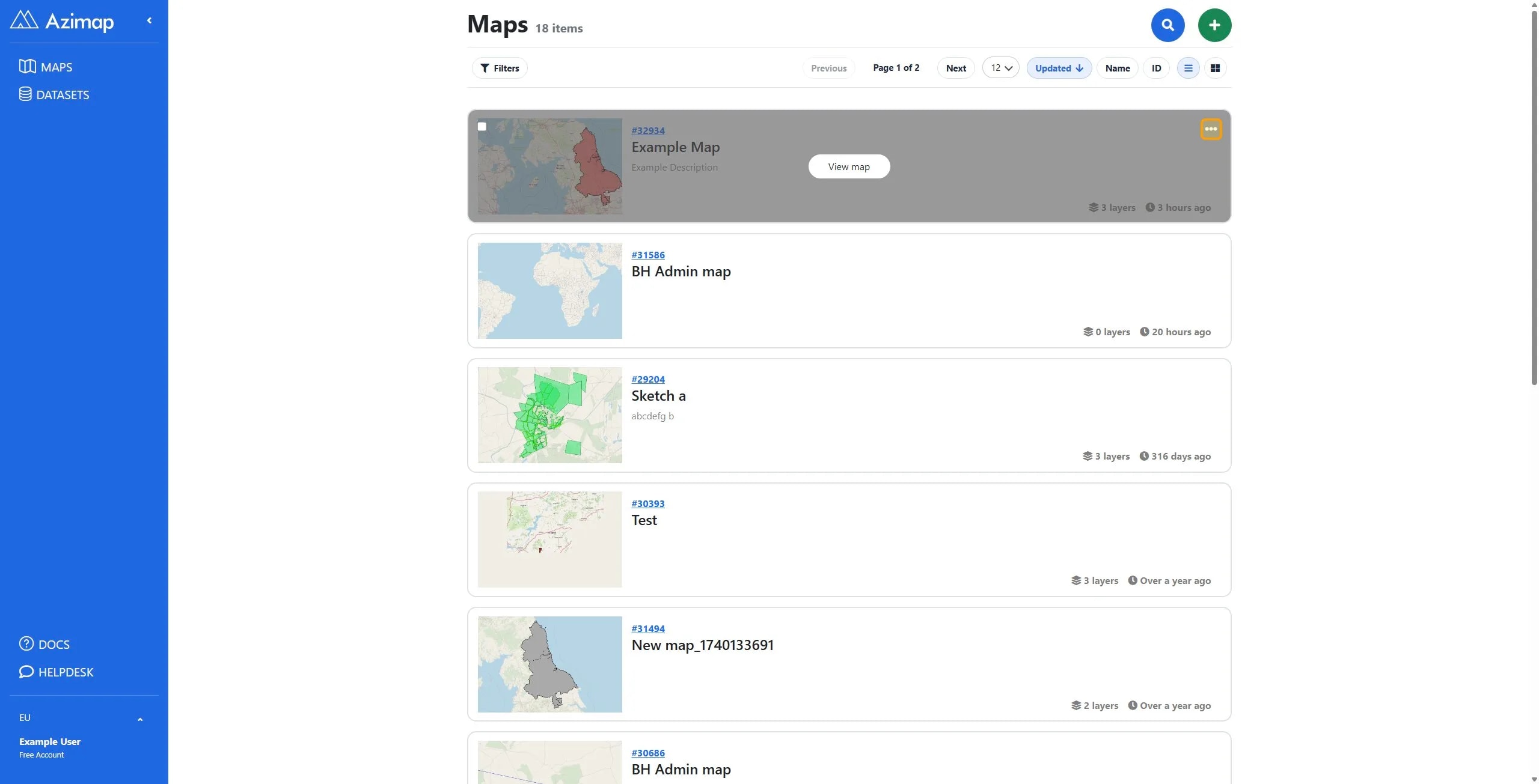 Map actions button