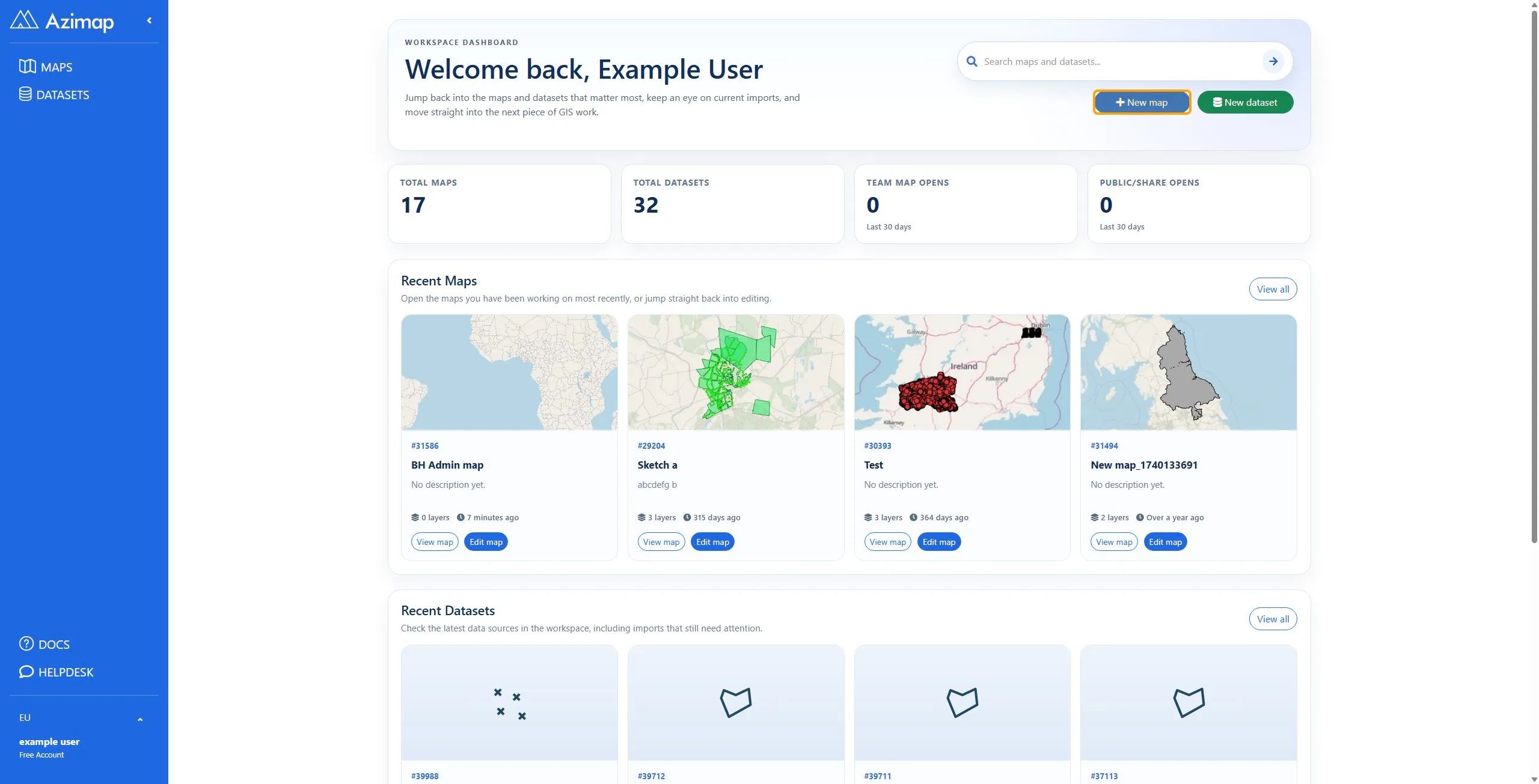 New map on Dashboard | Azimap