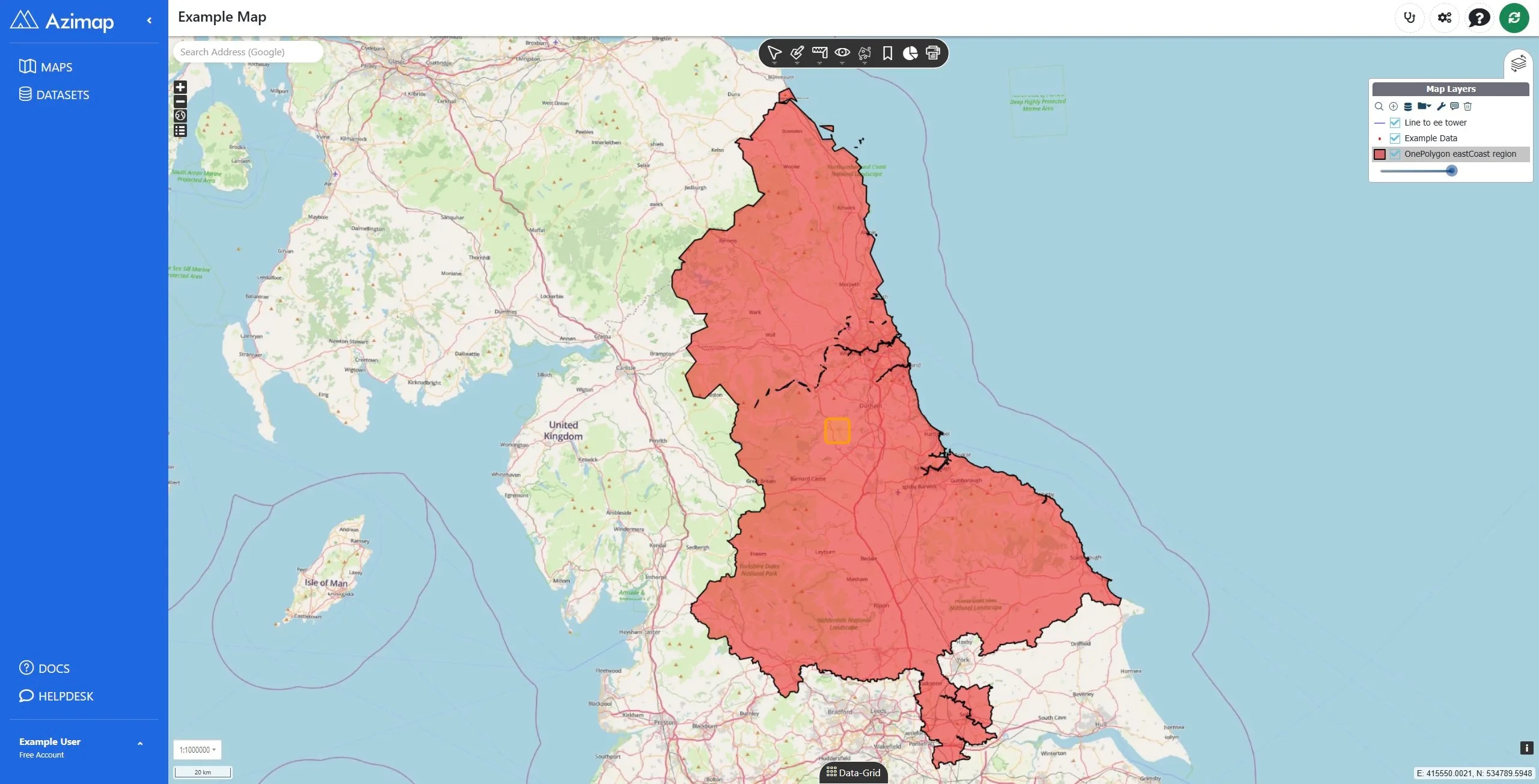 Click on the centre area of the map to interact with the highlighted region.