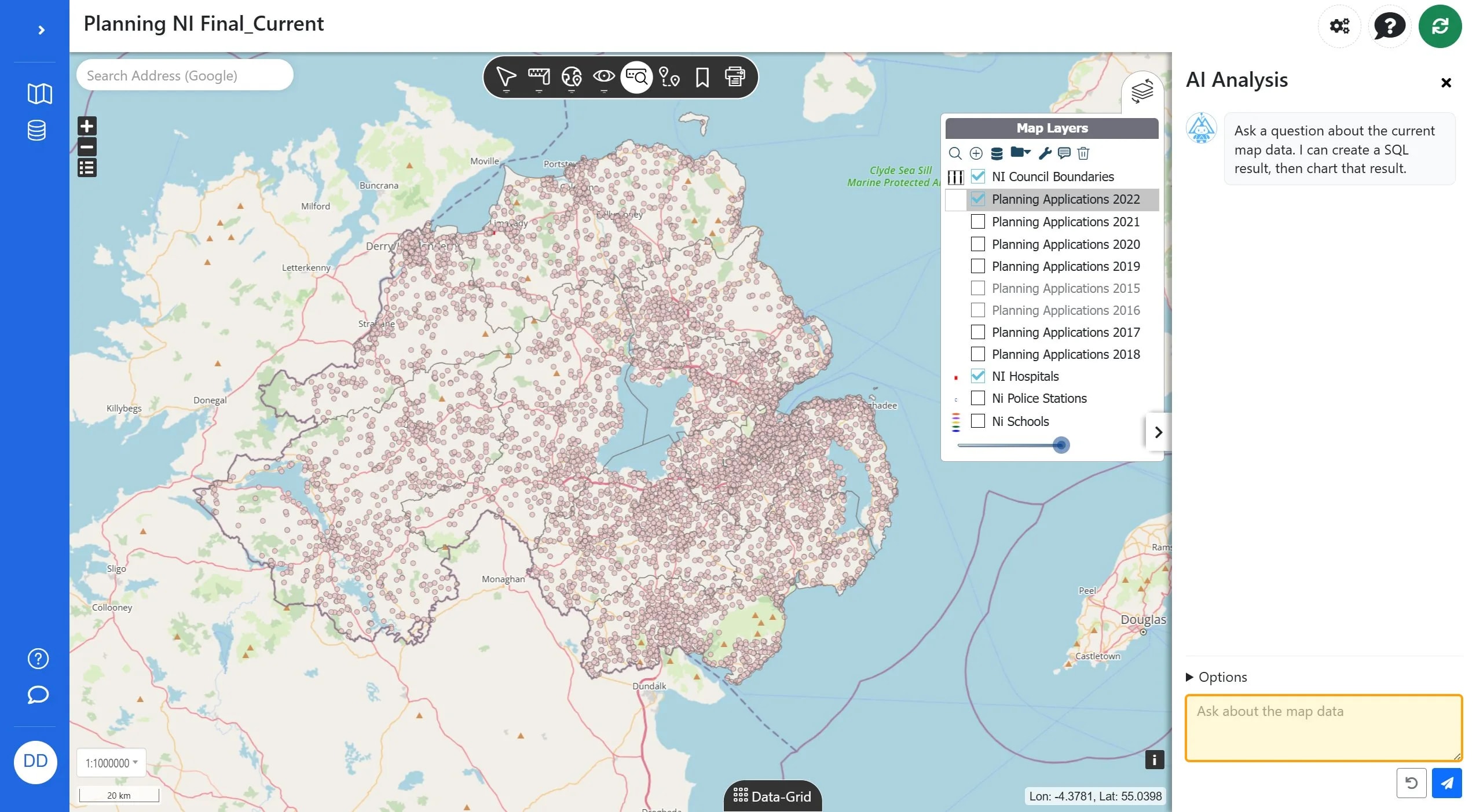 Ask about the map data on Planning NI Final_Current | Azimap