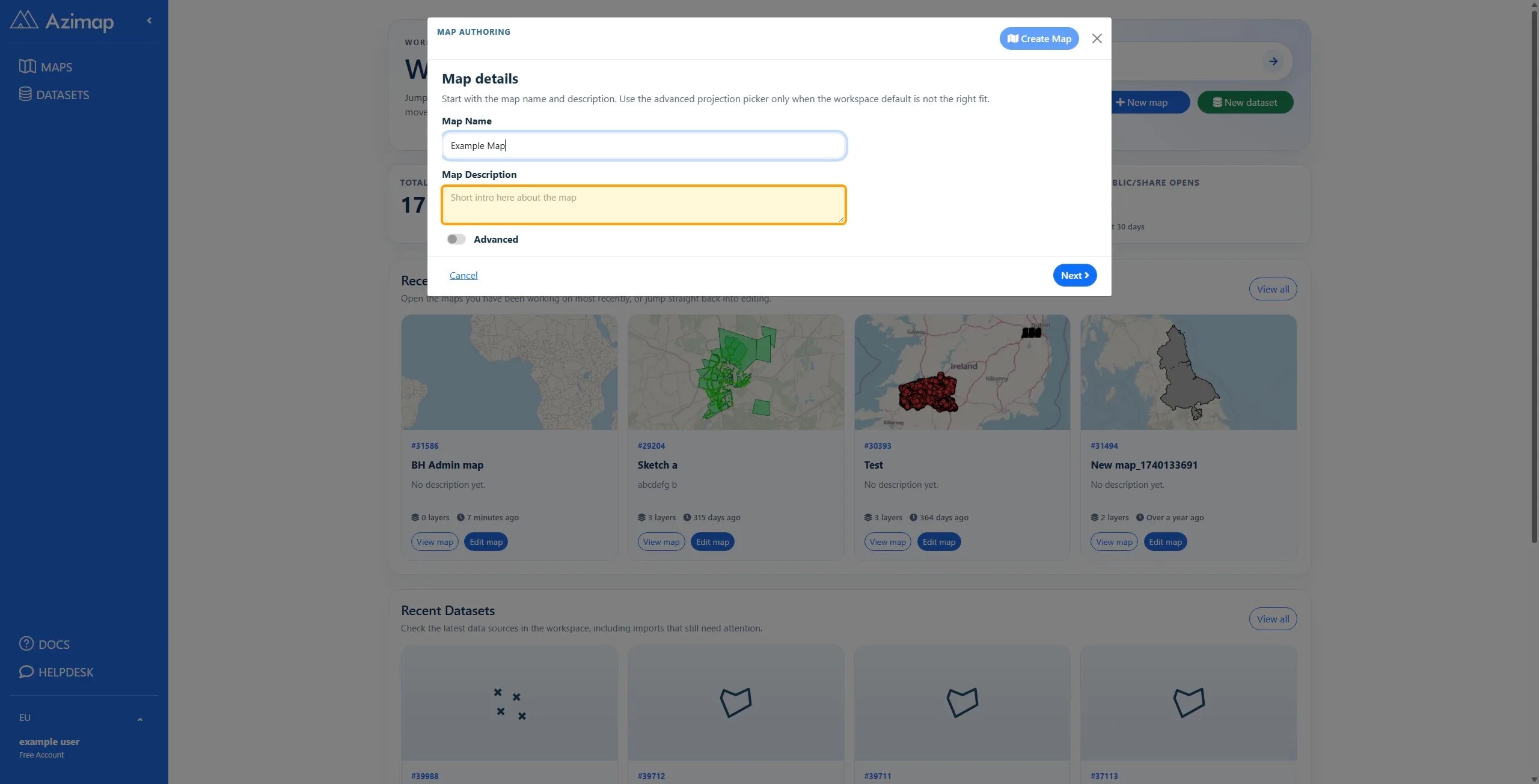 Short intro here about the map on Dashboard | Azimap