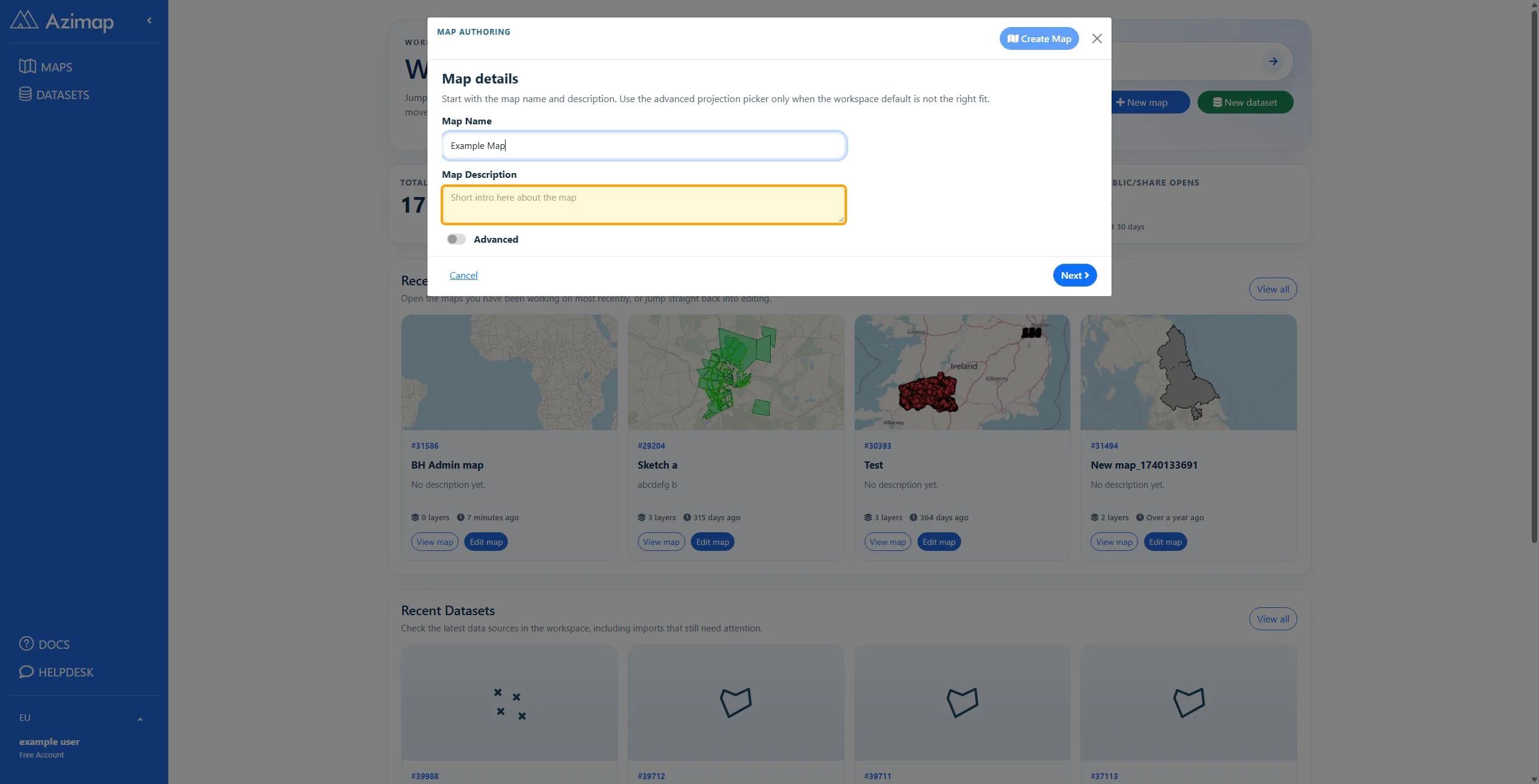 Short intro here about the map on Dashboard | Azimap