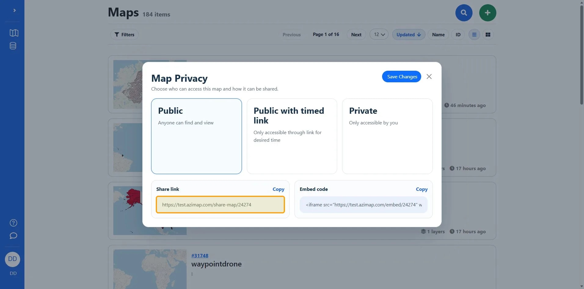 the highlighted field on Maps | Azimap