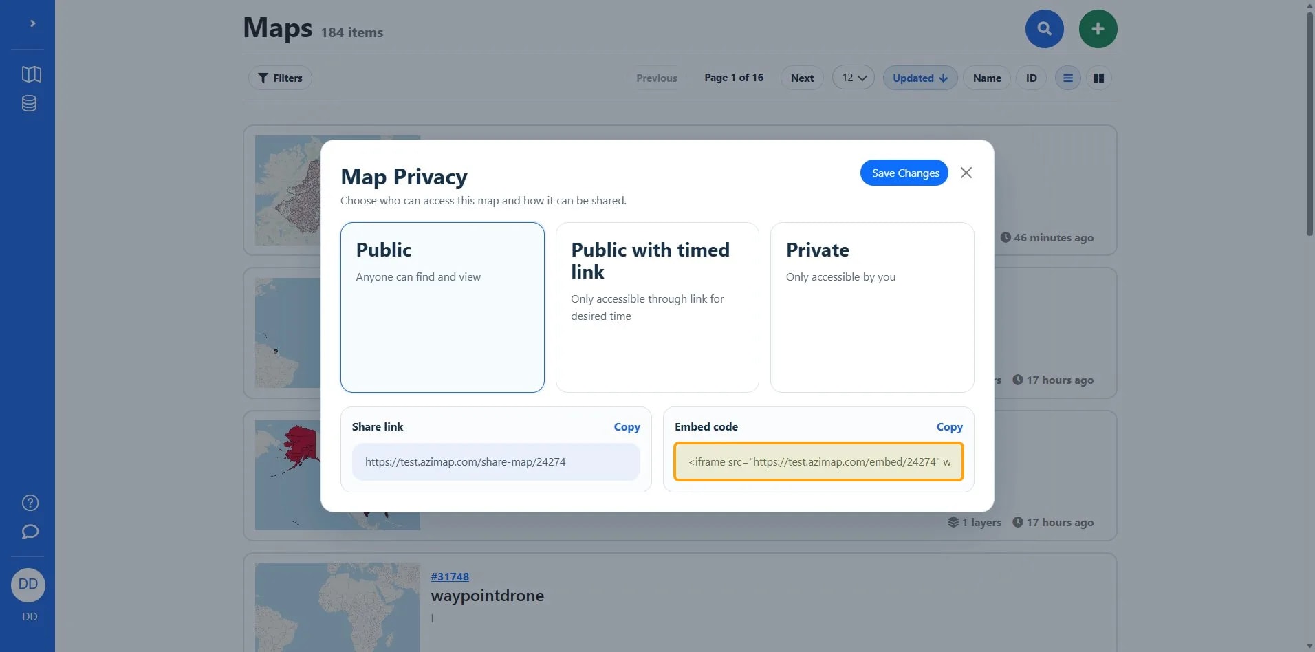 the highlighted field on Maps | Azimap
