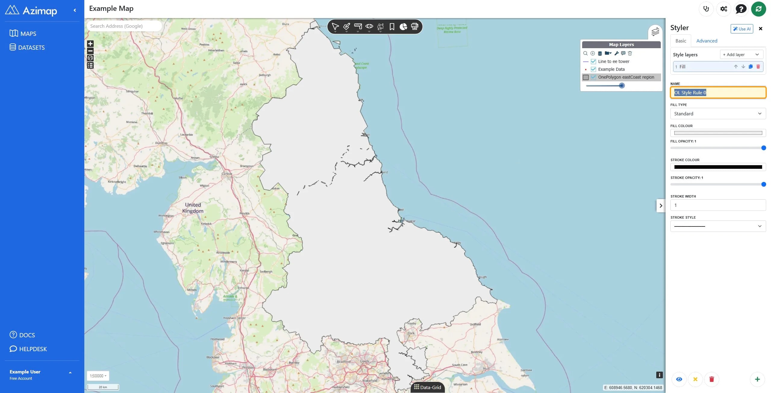 Name on Example Map | Azimap