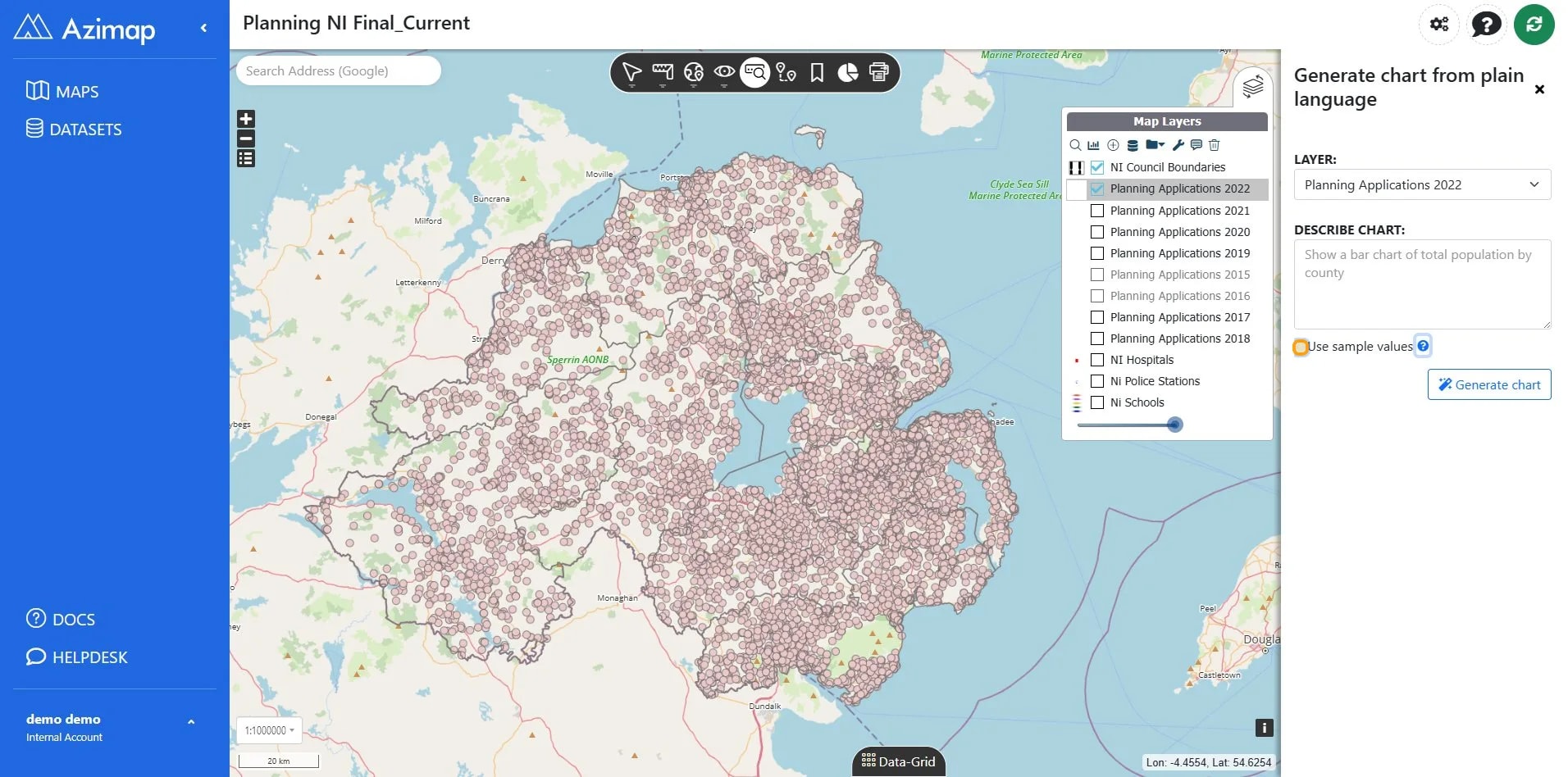 Use sample values on Planning NI Final_Current | Azimap