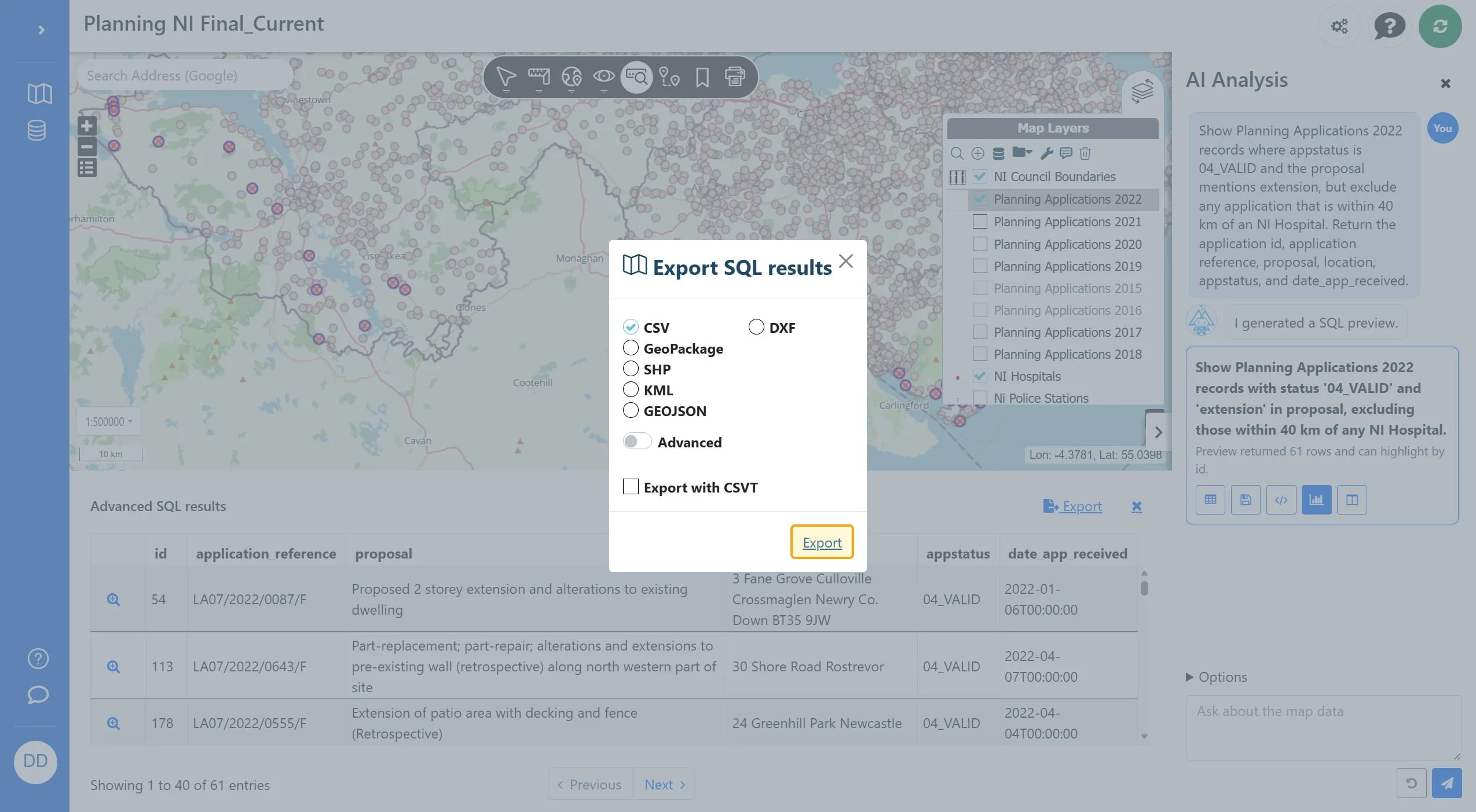 btnExportDataSubmit on Planning NI Final_Current | Azimap
