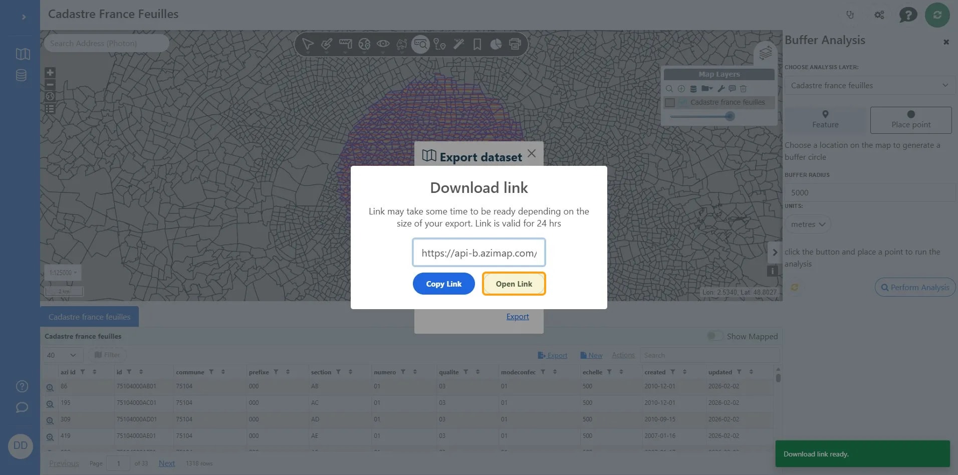 Download may not be ready yet! on Cadastre France Feuilles | Azimap