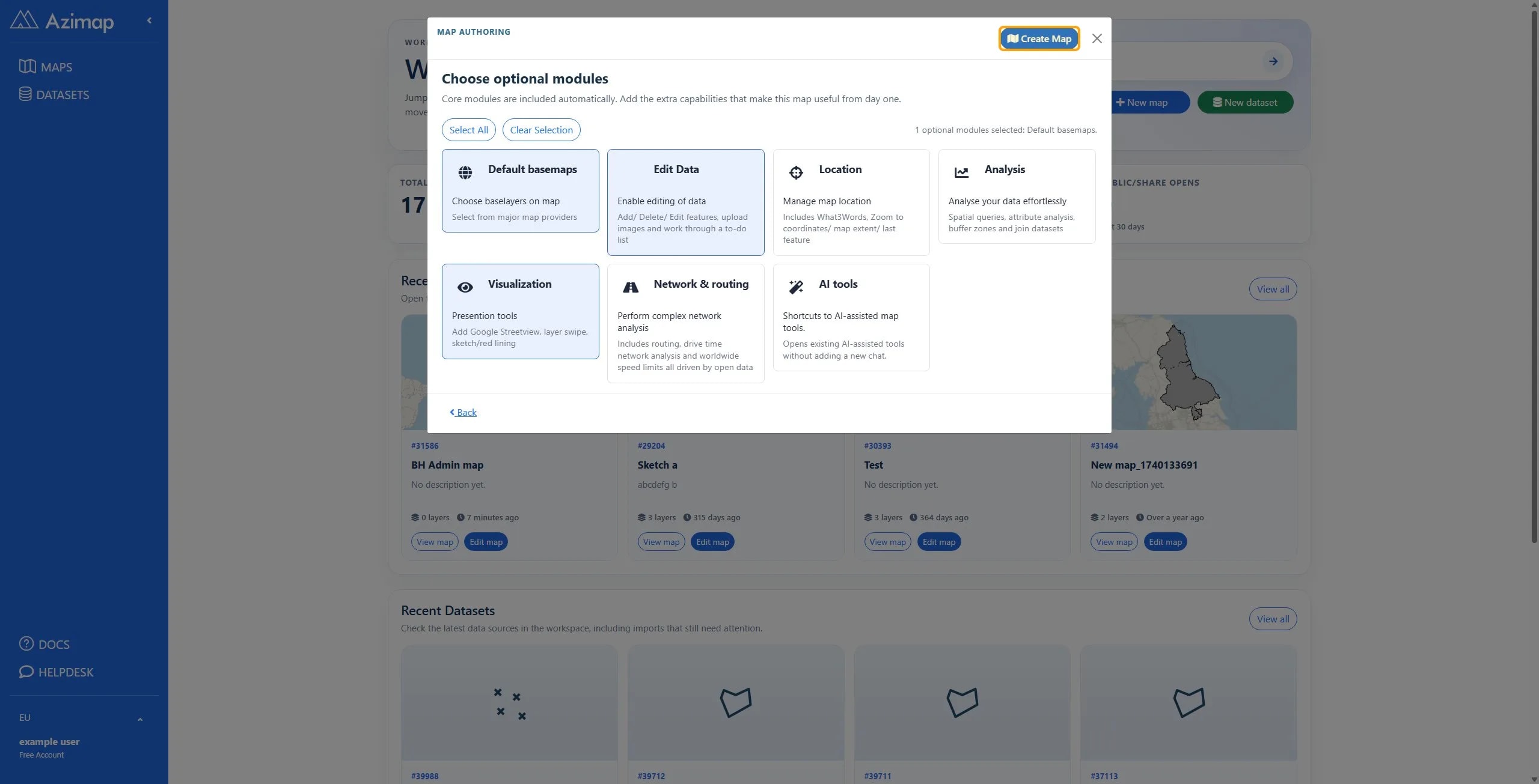 Create Map button