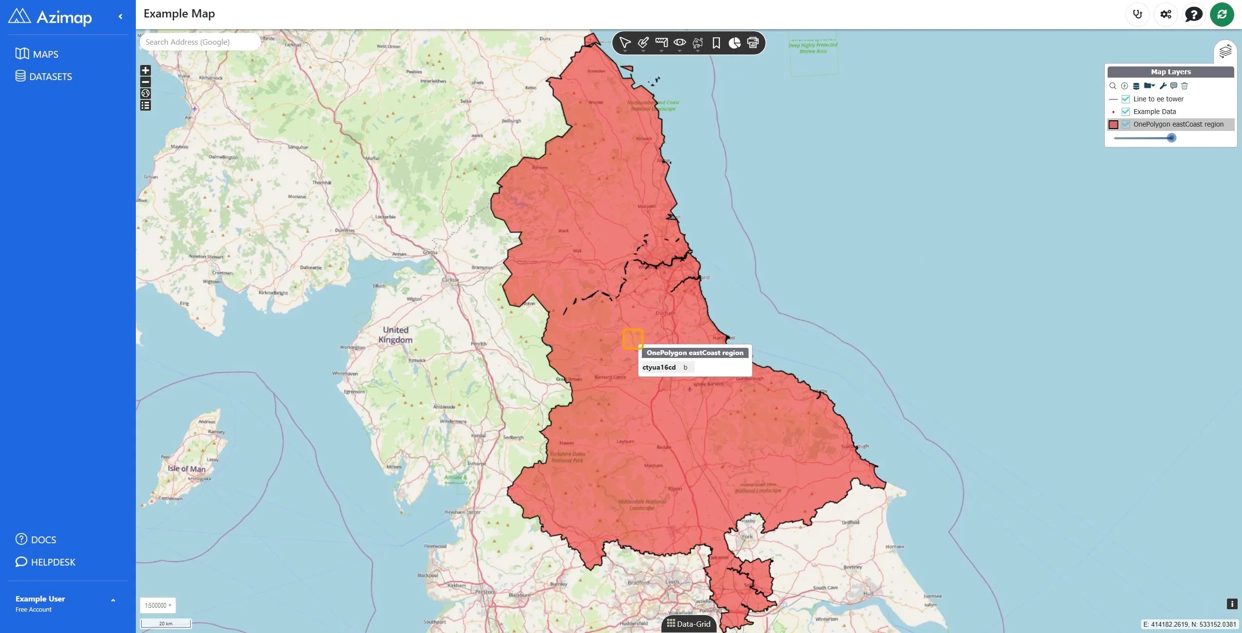 Click on the centre area of the map to interact with the highlighted region.